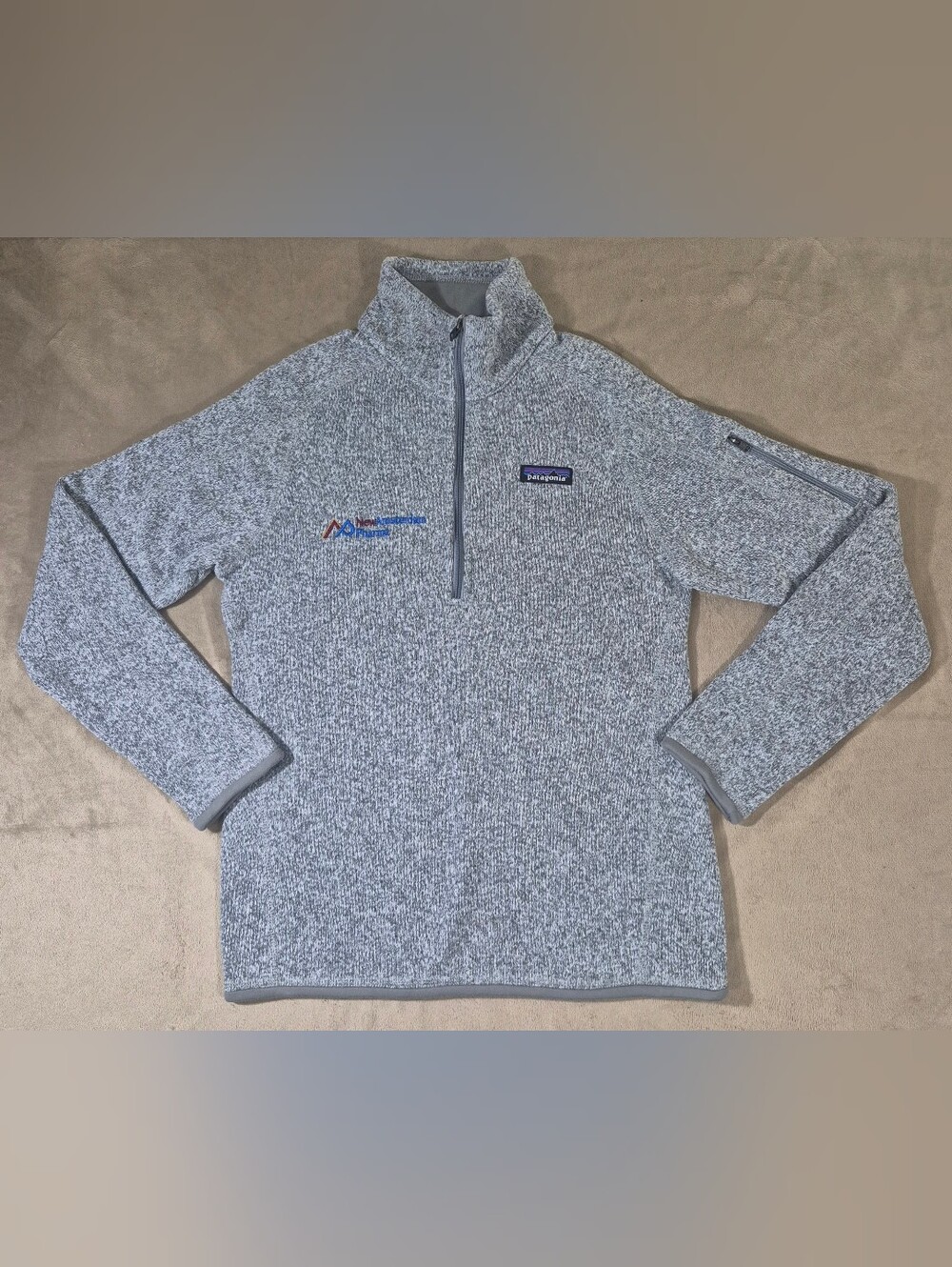 Patagonia Women's Gray Quarter-Zip Sweater Fleece Company Logo
